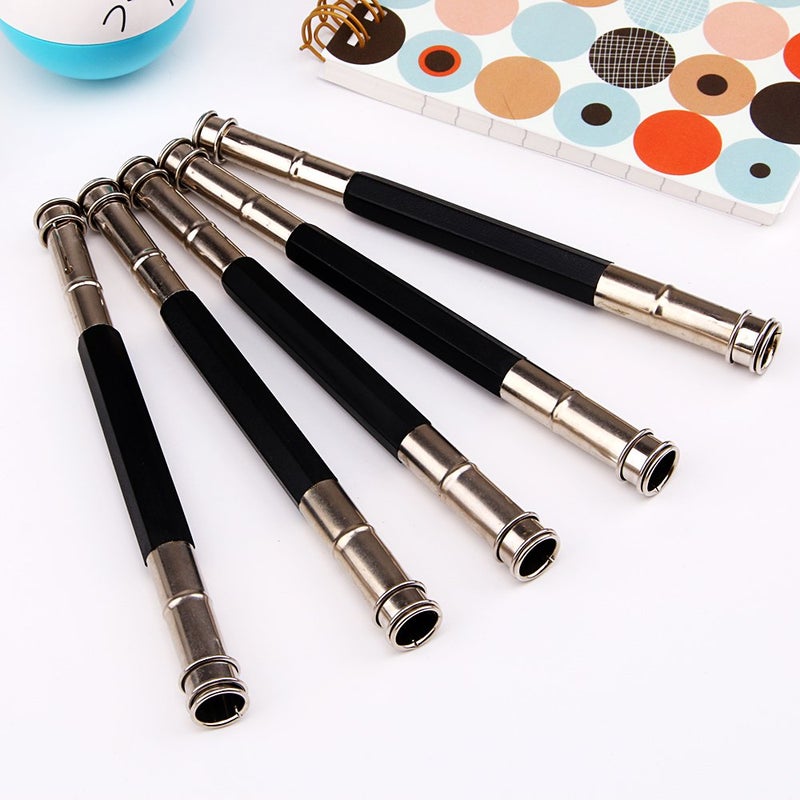 GTHER 5PCS Double Head Pencil Extender, Adjustable Art Pencil Lengthener Holder with Aluminum Handle for Colored Pencils Crayon School Office Supplies, Black - Image 2